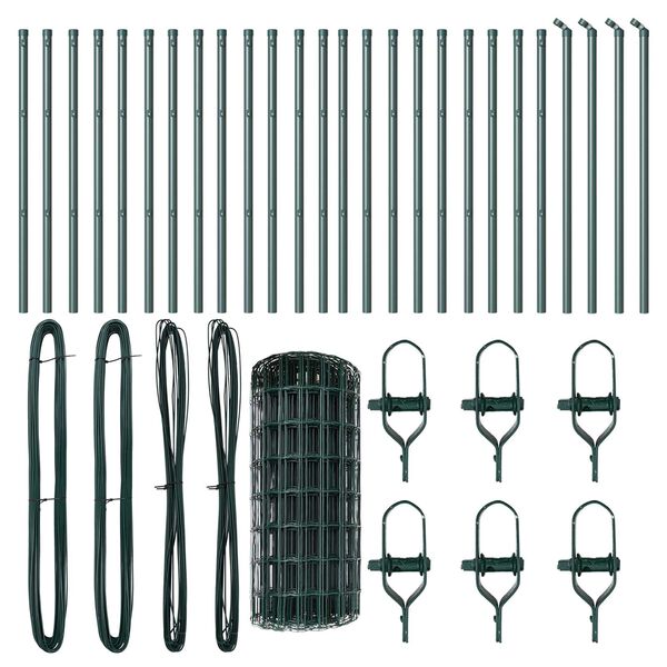 vidaXL Ogrodzenie z słupkiem Zielony 0,4 x 50 m Stal i PVC