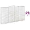 vidaXL Kosze gabionowe, 9 szt, 400x50x220/240 cm, galwanizowane żelazo