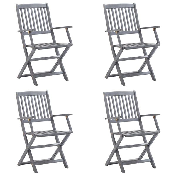 vidaXL Składane krzesła ogrodowe, 4 szt., poduszki, drewno akacjowe