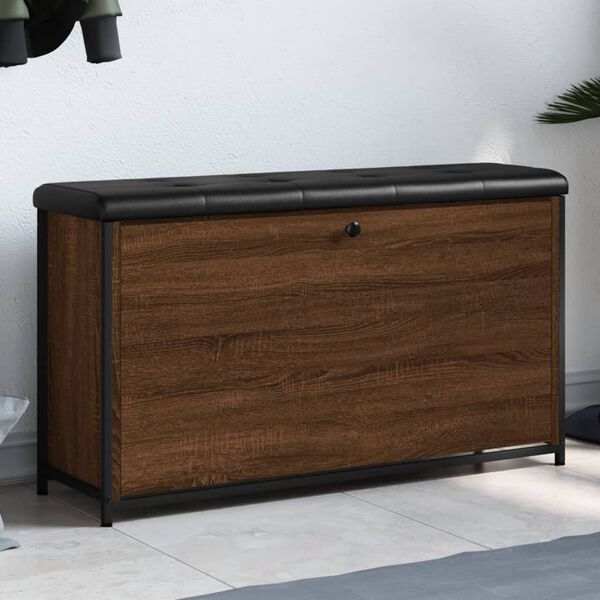 vidaXL Ławka na buty z uchylaną szufladą, brązowy dąb, 102x32x56 cm
