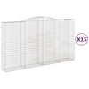 vidaXL Kosze gabionowe, 15 szt, 400x50x220/240cm, galwanizowane żelazo