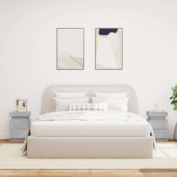 vidaXL Szafki nocne z LED, 2 szt., szarość betonu, 35x39x55 cm