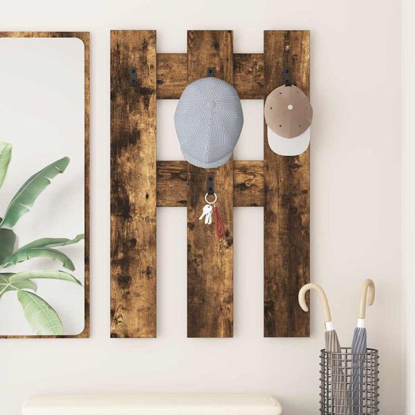 vidaXL Wieszak na płaszcze montowany na ścianie Dąb wędzony