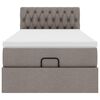 vidaXL Rama ł&oacute;żka otomana z materacem, taupe, 90x190 cm, tkanina