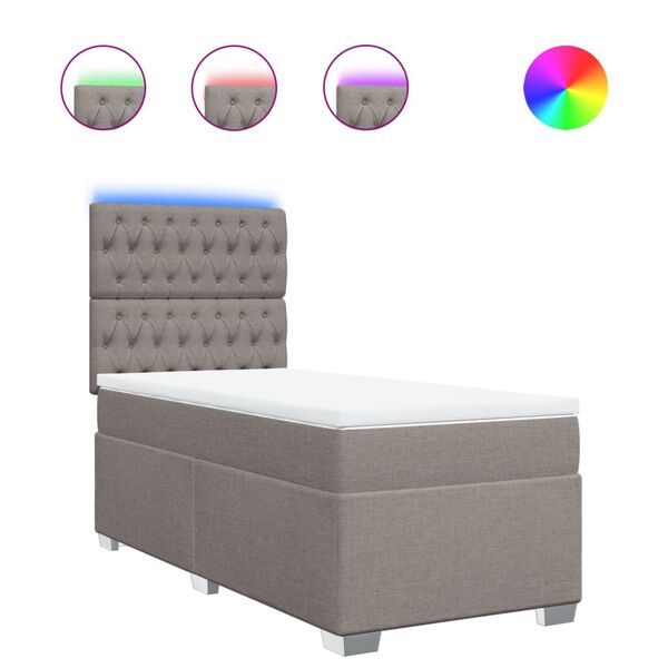 vidaXL Ł&oacute;żko kontynentalne z materacem, taupe, tkanina, 90x200 cm