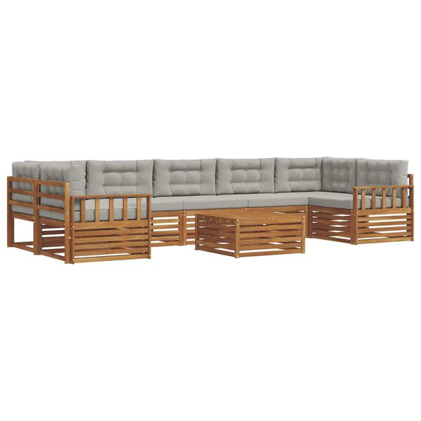 vidaXL Zestaw sof na zewnątrz z poduszką 8 pcs Naturalny i Jasny Szary