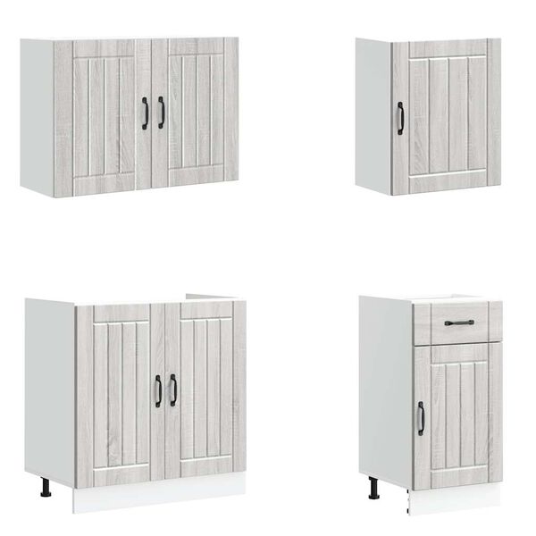 vidaXL Zestaw szafek kuchennych Lucca 7-częściowy szary dąb sonoma