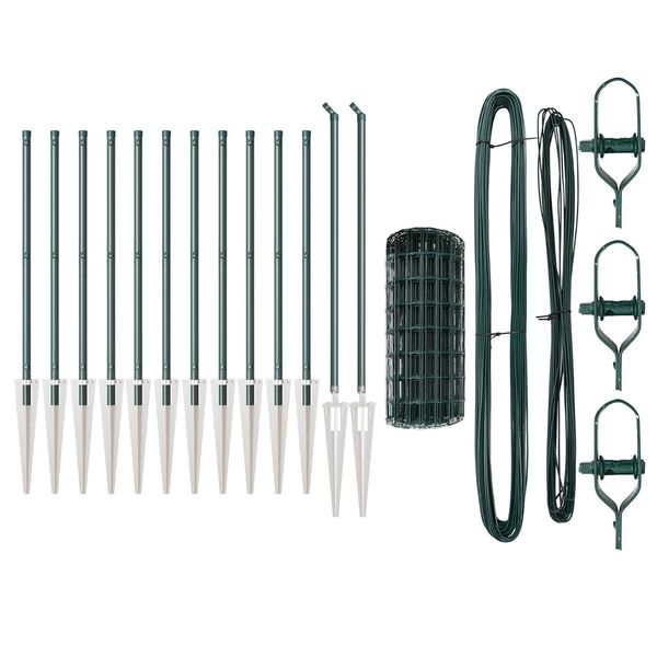 vidaXL Ogrodzenie z słupkiem Zielony 0,4 x 25 m Stal i PVC