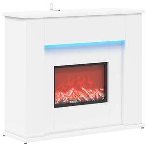 vidaXL Kominek z taśmą LED Biały 63 x 20 x 54,5 cm Drewno inżynieryjne