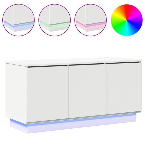 vidaXL Szafka pod telewizor Ze LED Lights Biały 100 x 38 x 49 cm