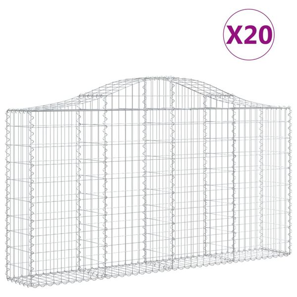 vidaXL Kosze gabionowe, 20 szt, 200x30x100/120cm, galwanizowane żelazo