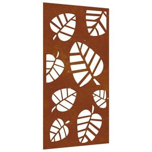 vidaXL Ogrodowa dekoracja ścienna, 105x55 cm, stal kortenowska, liście