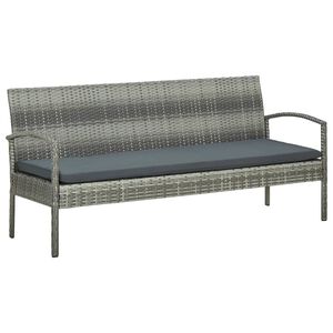 vidaXL 3-osobowa sofa ogrodowa z poduszką, polirattan, szara