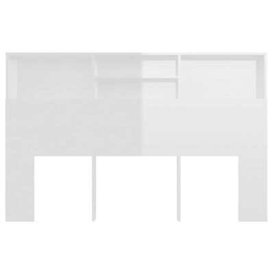 vidaXL Wezgłowie łóżka z półkami, biel z połyskiem, 160x19x103,5 cm