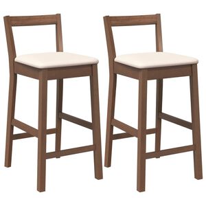 vidaXL Hokery barowe z poduszkami 2 szt. Brązowe lite drewno gumowe