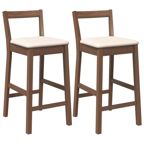 vidaXL Hokery barowe z poduszkami 2 szt. Brązowe lite drewno gumowe