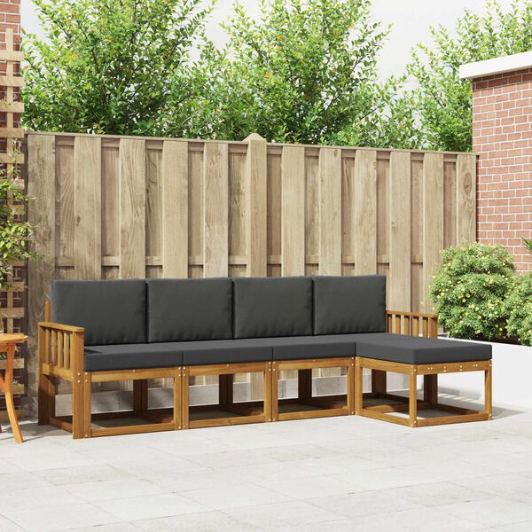 vidaXL Zestaw sof na zewnątrz z poduszką 5 pcs Naturalny i Antracytowy