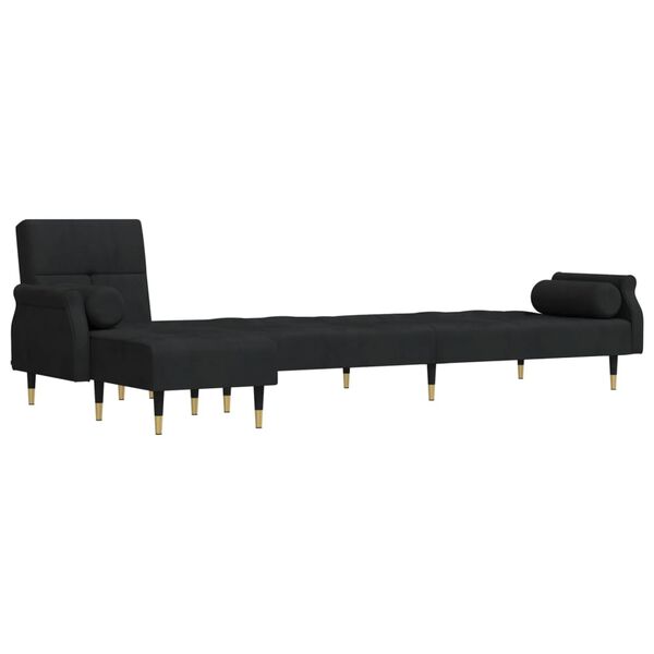 vidaXL Sofa rozkładana L, czarna, 271x140x70 cm, aksamit