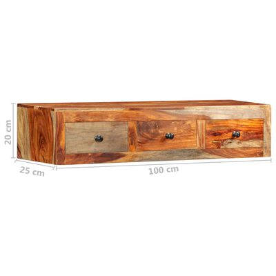 vidaXL Ścienny stolik konsolowy, 100x25x20 cm, lite drewno sheesham