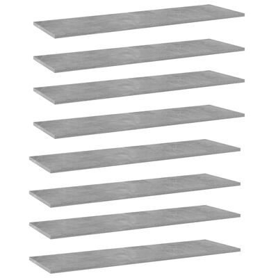 vidaXL Półki na książki, 8 szt., szarość betonu, 100x30x1,5 cm