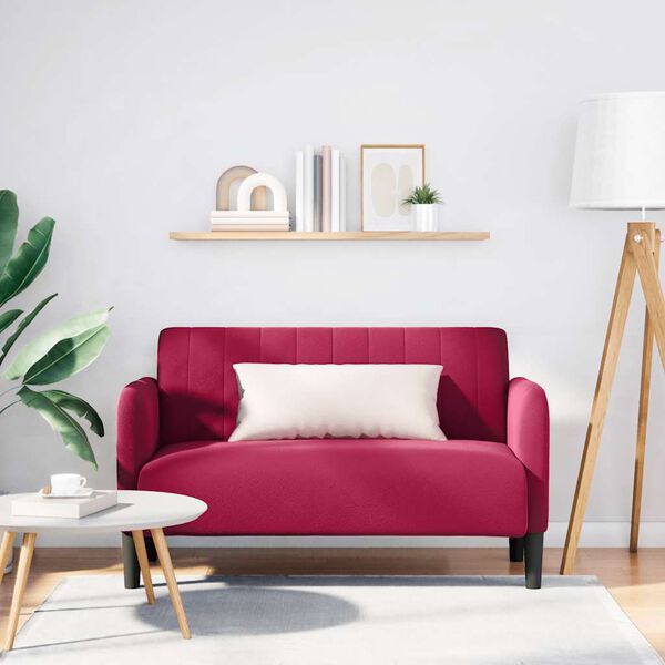 vidaXL Sofa dwuosobowa wino czerwone 109 cm aksamit