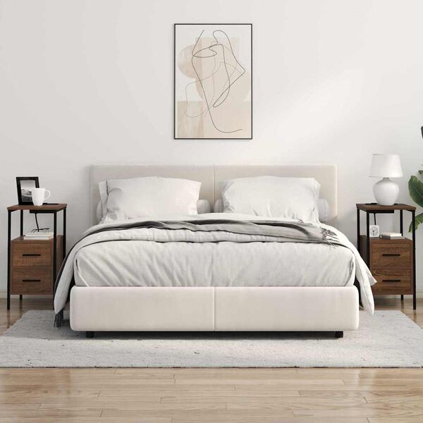 vidaXL Szafka Nocna z szufladą 2 pcs Brązowy dąb 30 x 48 x 61 cm