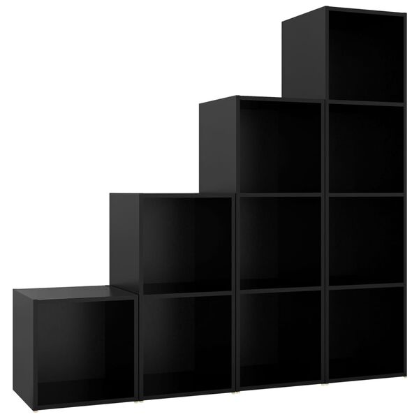 vidaXL 4-cz. zestaw szafek TV, czarny, materiał drewnopochodny