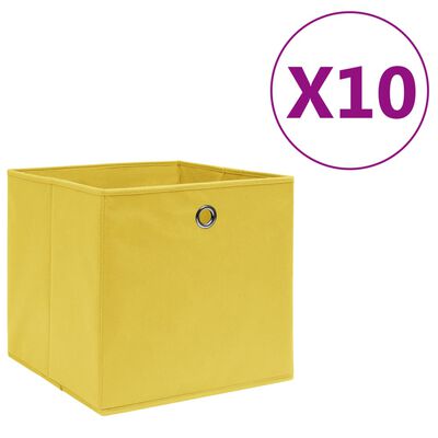 vidaXL Pudełka z włókniny, 10 szt., 28x28x28 cm, żółte