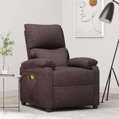 vidaXL Rozkładany fotel masujący, elektryczny, ciemnobrązowy, tkanina