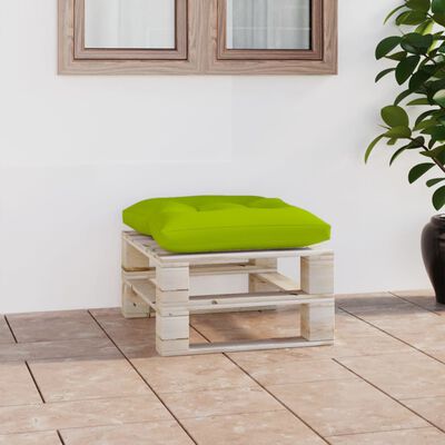 vidaXL Ogrodowy stołek z palet z jasnozieloną poduszką, drewno sosnowe