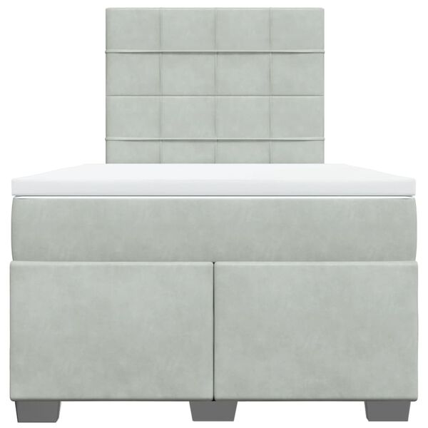 vidaXL Ł&oacute;żko kontynentalne z materacem, jasnoszare, 120x190cm, aksamit