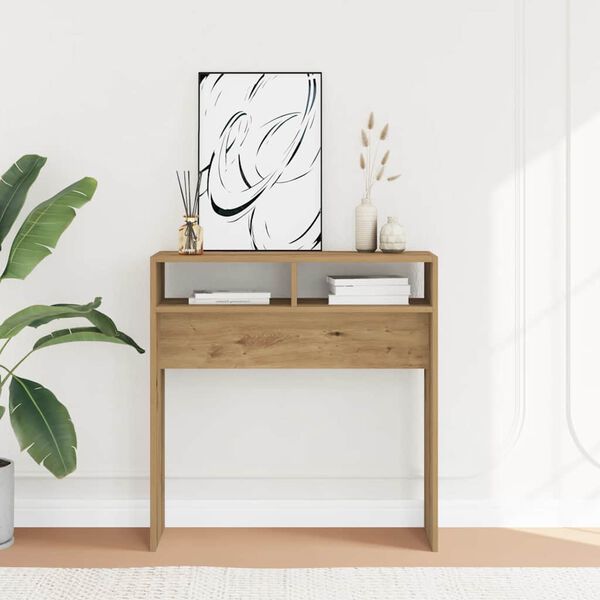 vidaXL Stolik konsolowy, dąb artisan, 78x30x80 cm