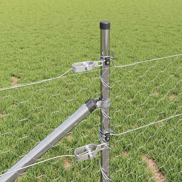 vidaXL Ogrodzenie z słupkami Srebrny 0.8 x 10 m Stal pokryta PCV