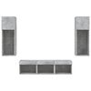 vidaXL 5-częściowy zestaw mebli TV z LED, szarość betonu