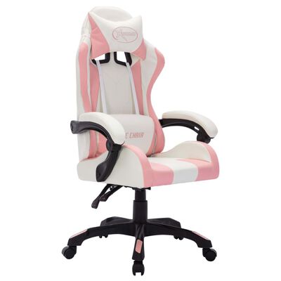 vidaXL Fotel dla gracza z RGB LED, różowo-czarny, sztuczna skóra