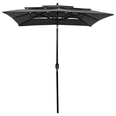 vidaXL 3-poziomowy parasol na aluminiowym słupku, antracytowy, 2x2 m