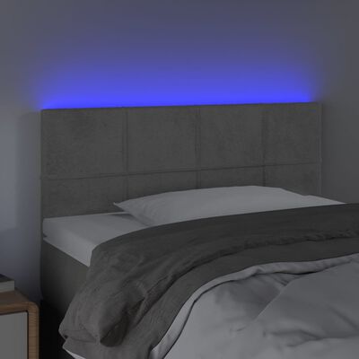 vidaXL Zagłówek do łóżka z LED, jasnoszary, 80x5x78/88 cm, aksamit
