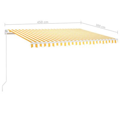 vidaXL Ręcznie zwijana markiza, 450 x 300 cm, żółto-biała