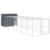 vidaXL Buda dla psa, z wybiegiem, antracytowa, 214x865x181 cm, stal