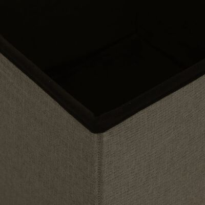 vidaXL Składany stołek ze schowkiem, ciemnobrązowy, sztuczny len