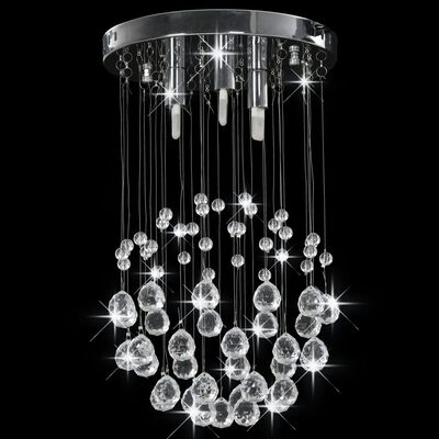 vidaXL Lampa sufitowa z kryształkami i koralikami, srebrna, 3xG9
