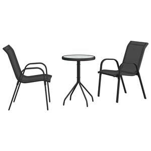 vidaXL Zestaw Bistro Ogrodowego 3 szt. Czarny Stal