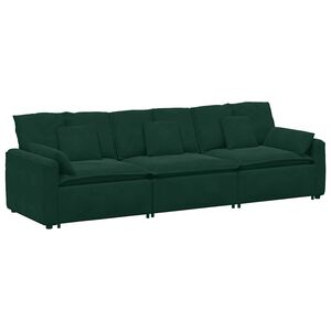 vidaXL Sofa modułowa z poduszkami, ciemnozielona