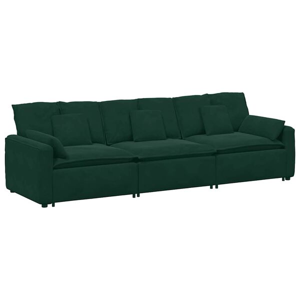 vidaXL Sofa modułowa z poduszkami, ciemnozielona