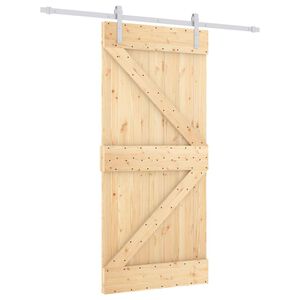 vidaXL Drzwi przesuwne 95 x 210 cm Lite Drewno Sosnowe (Nieobrobione)