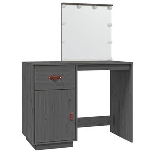 vidaXL Toaletka z LED, szara, 95x50x133,5 cm, lite drewno sosnowe