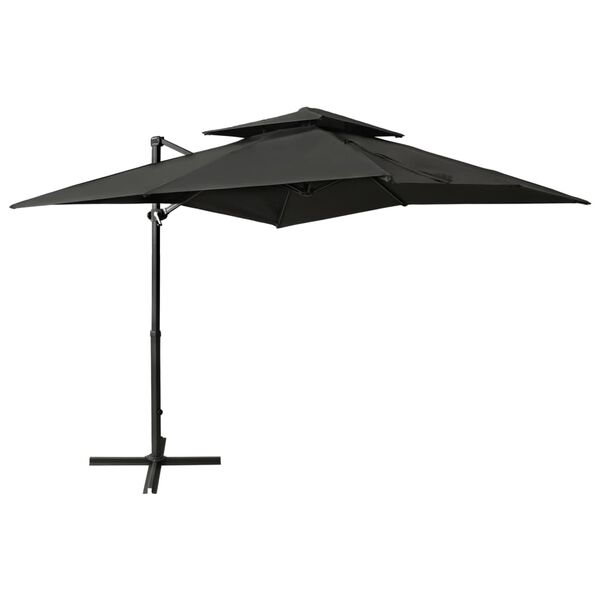 vidaXL Parasol wiszący z podw&oacute;jną czaszą, 250x250 cm, antracytowy