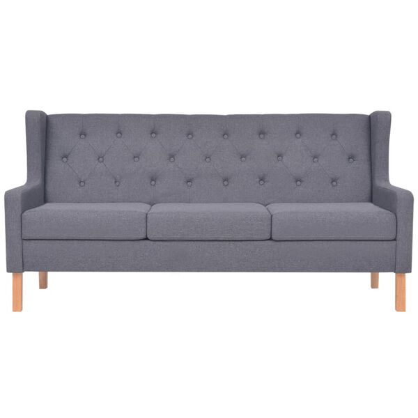 vidaXL 3-osobowa sofa tapicerowana tkaniną, szara