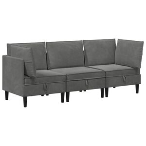 vidaXL Zestaw mebli do salonu 3 szt. ciemnoszary Welur