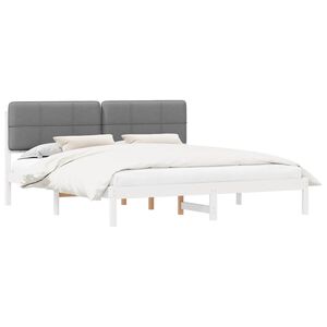 vidaXL Ramka ł&oacute;żka z tapicerowanym wezgłowiem Jasnoszary 180 x 200 cm
